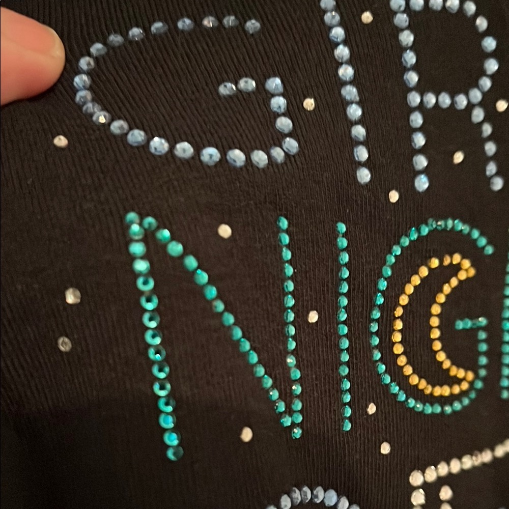 Tank Top “Girls’s Night Out” with Bedazzled Accents Large Black Sleeveless shirt - Picture 5 of 7